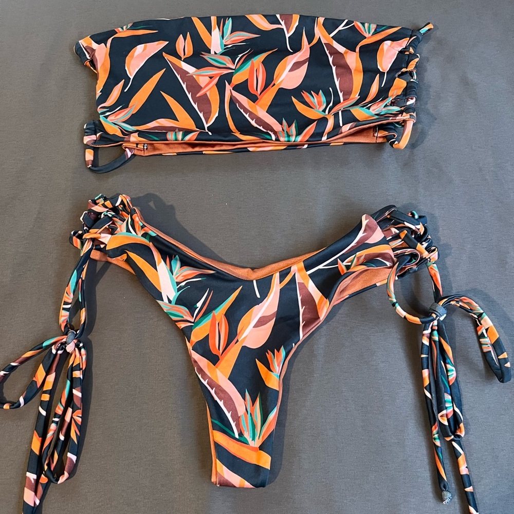 Reversable Tropical Print Bikini Set